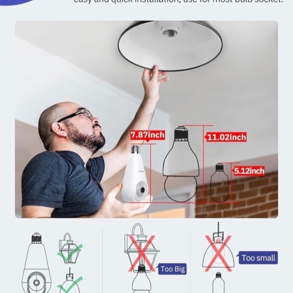 2K Light Bulb Security Camera Wireless Outdoor-2.4GHz - Picture 2 of 8